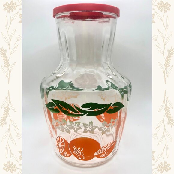 Vintage Citrus Glass Pitcher & Juice Glass 7-Piece Set - 1970s Brunch Vibes - Picture 2 of 3